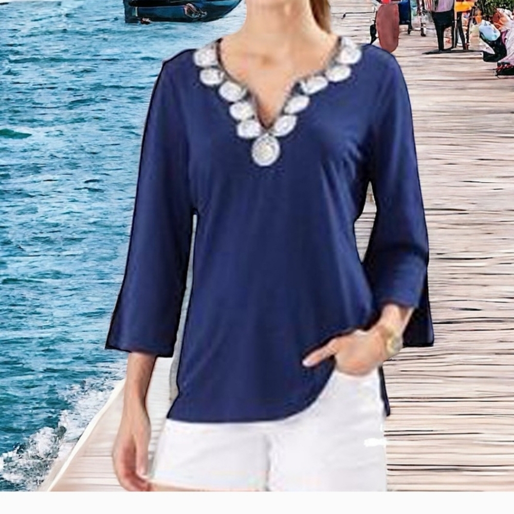 Tommy Bahama Keira Isle Of Bliss Mid-Sleeve V-Neck Tunic